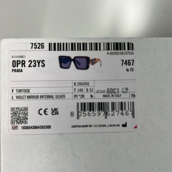 NEW PRADA Tortoise Violet Square Mirror Lenses Logo Arms Square Frame with Box main image 8